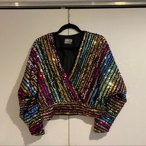 Multi Sequin Batwing wrap top